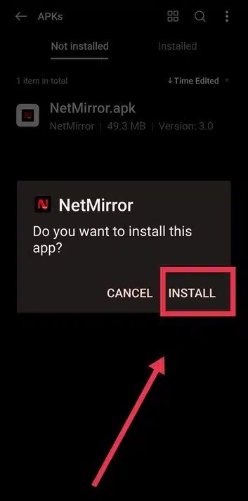 Installed netmirror app